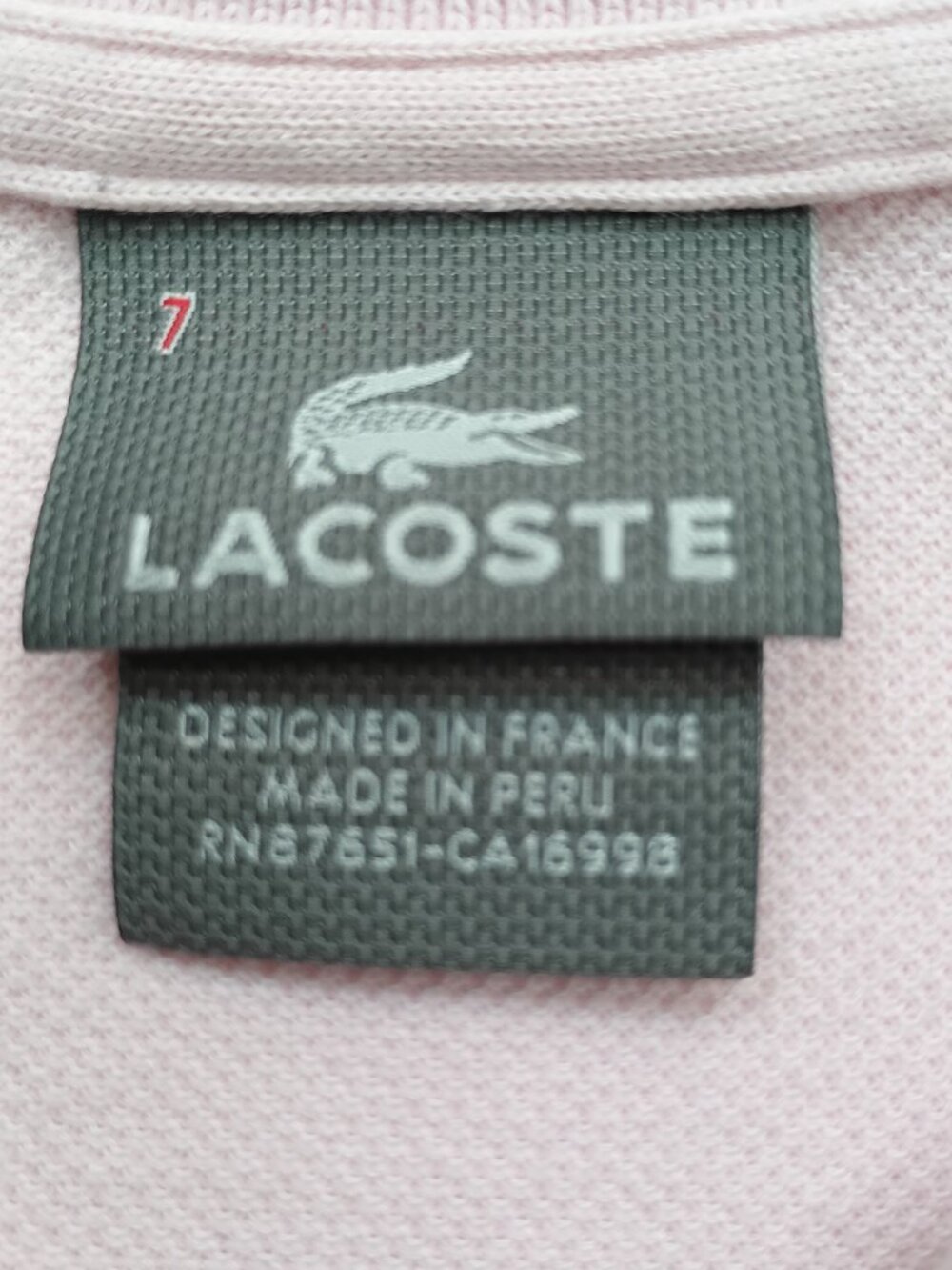 Lacoste Polo Shirt Mens 7 (XL) Light Pink Pique Cotton Classic Preppy Golf Casua - Picture 3 of 8